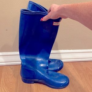 Hunter Blue Tall Rain Boots